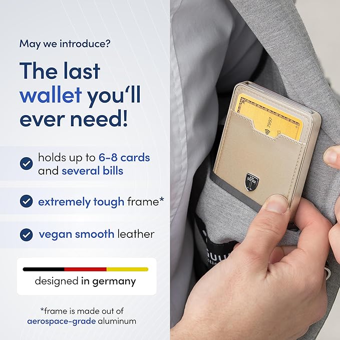 TRAVANDO Swype Slim Wallet for Men Metal RFID Blocking Mens Wallet Card Case (Without AirTag* Pocket)