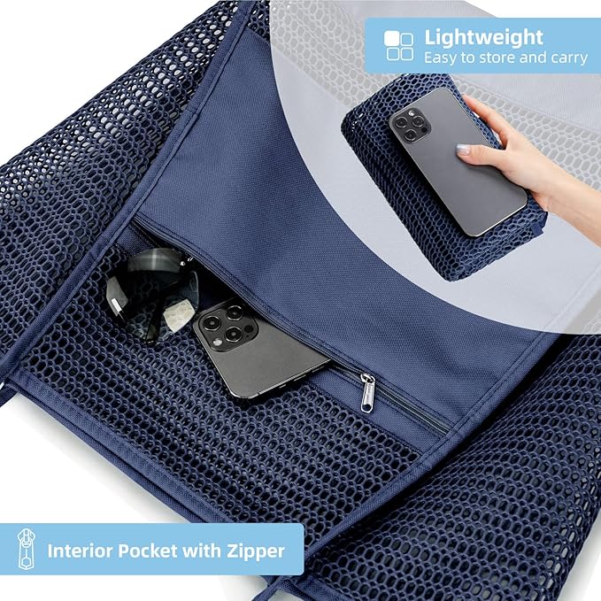 KALIDI BeachNylon Mesh Tote Bag, Casual Tote Bag Hobo Women Foldable MAX 23L Shoulder Bag For Beach Picnic Vacation