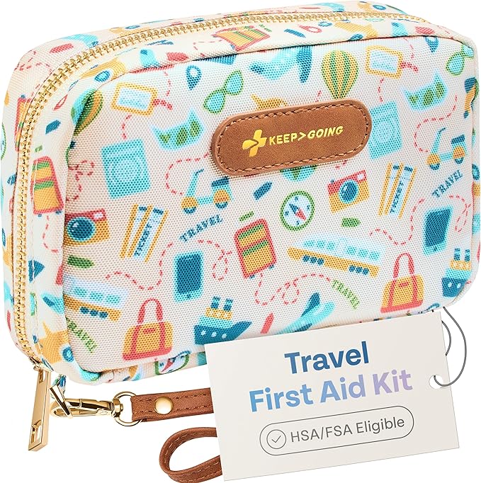 KeepGoing Travel First Aid Kit for Car, Home, Hiking, Camping and Outdoor Emergencies - First Aid Kit Travel Size TSA-Approved