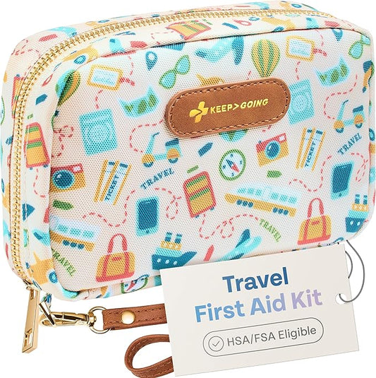 KeepGoing Travel First Aid Kit for Car, Home, Hiking, Camping and Outdoor Emergencies - First Aid Kit Travel Size TSA-Approved