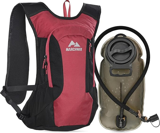 MARCHWAY Lightweight Hydration Backpack with Vest Style Straps & 2.5L TPU Water Bladder, Versatile Sleek Multi-Pocket Pack for Hiking, Cycling, Running, Backpacking, Travel