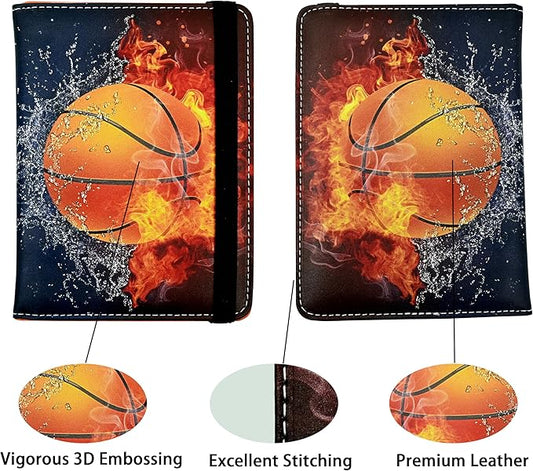 Basketball Passport Holder for Women and Men PU Leather Passport Cover for Travel