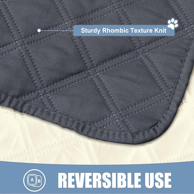 Smiry Waterproof Dog Bed Cover Pet Blanket, Soft Washable Dog Blanket for Furniture Bed Couch Sofa Reversible, Checkered (40"x90", Dark Grey/Beige)