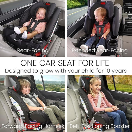Britax One4Life All in One Convertible Car Seat, 3 in 1 Car Seat & Booster Seat with Easy ClickTight Installation, Extended Rear Facing Capacity, and Breathable SafeWash Fabrics —Raven Black
