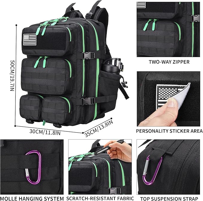 55L Tactical Backpack Heavy Duty Military Rucksack Molle Backpack 3 Day Assault Pack for Work Outdoors