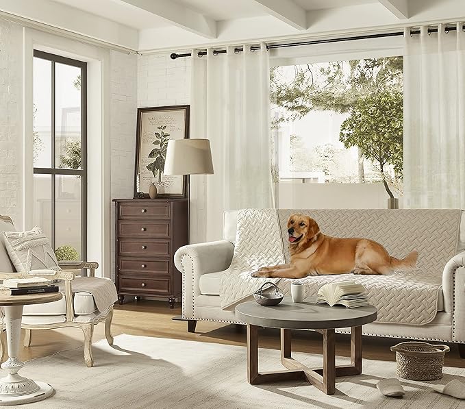 gogobunny 100% Double Sided Waterproof Dog Blanket Soft Pet Bed Cover Reversible Protect Furniture Couch Sofa Car for Puppy Cat Kids (Dark Beige/Light Beige, 68x82 Inch (Pack of 1))