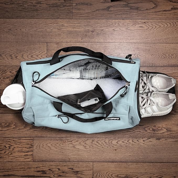 Fitgriff® Gym Bag for Men & Women with Shoe & Wet Compartment - Duffle Bag for Travel, Sports, Fitness & Workout