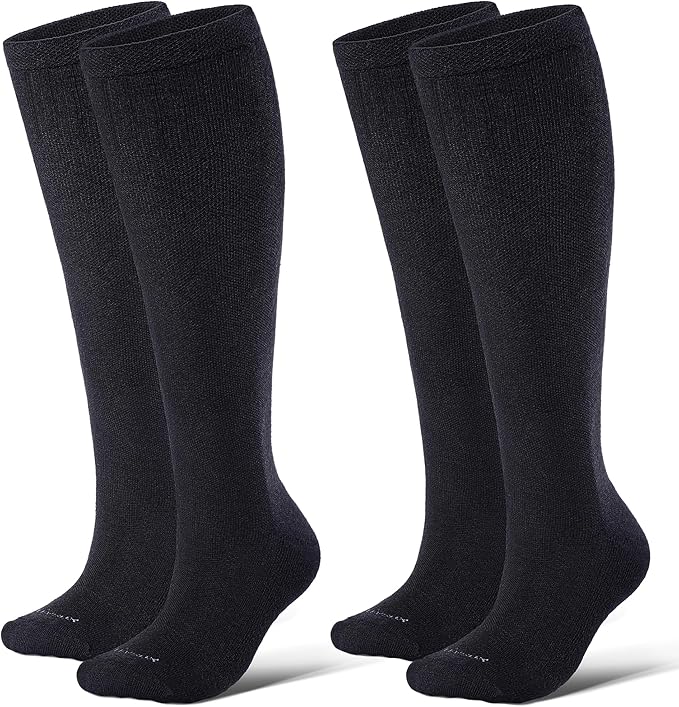 LEVSOX Thick Merino Wool Compression Socks for Women and Men 20-30mmHg Knee High Support Socks for Flying Nurses Pregnancy