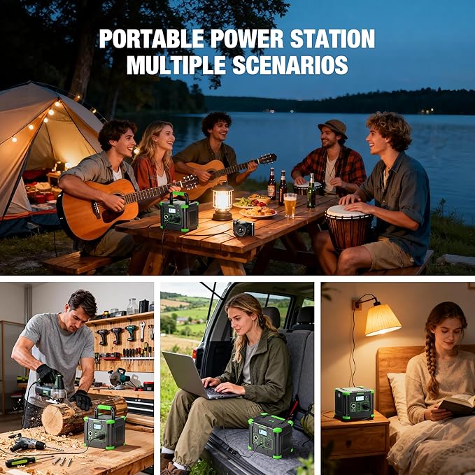 330W Portable Power Station, 288.6Wh Solar Generator with 60W USB-C PD Output, 110V Pure Sine Wave AC Outlet, 5W Wireless Charging, 330W Backup Lithium Battery for Outdoor Camping Travel Hunting Home
