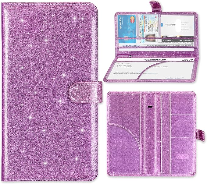 Car Registration and Insurance Card Holder, Document Holder for Cards, Driver Vehicle License Document Glove Box Compartment Organizer, Car Essentials For Women