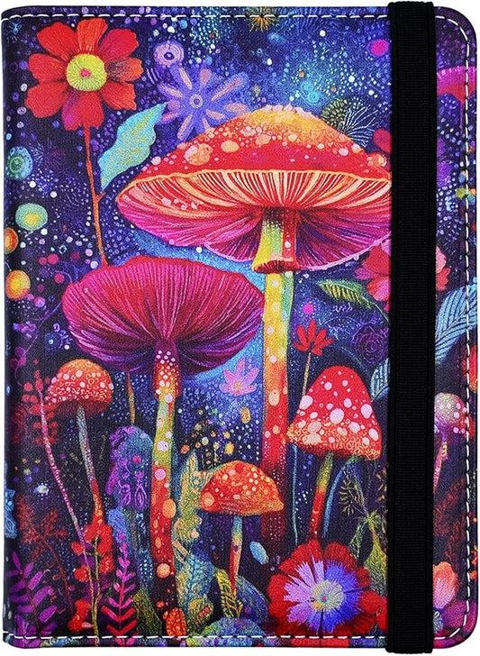 Passport Holder for Women and Men PU Leather Passport Cover for Travel (Mushroom)