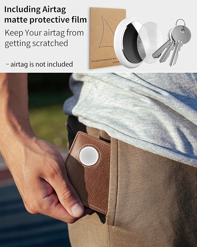 Mens Wallet With AirTag Holder, Bifold Leather RFID Blocking 1-2 ID Windows 12-13 Card Holders, Gift Box and Screen Protector Included, AirTag Not Included