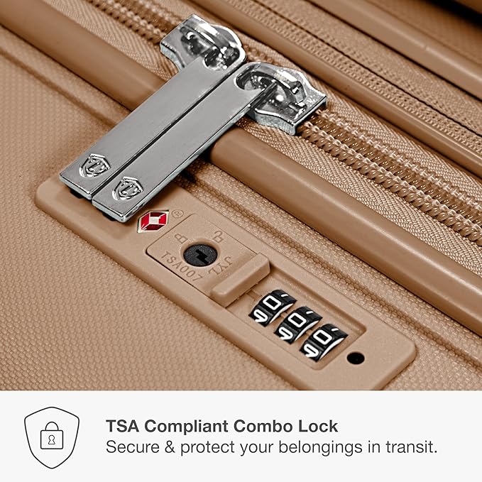 Traveler's Choice Pagosa Indestructible Hardshell Expandable Spinner Luggage, Latte Beige, 26-Inch Medium