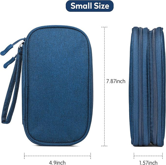 2 Pack Travel Cable Organizer Double Layer with Smooth Coating Zipper,Cable Organizer Bag Electronic Accessroies Shockproof and Impact-Protective for Hard Drives,Cables,Charger,USB Card