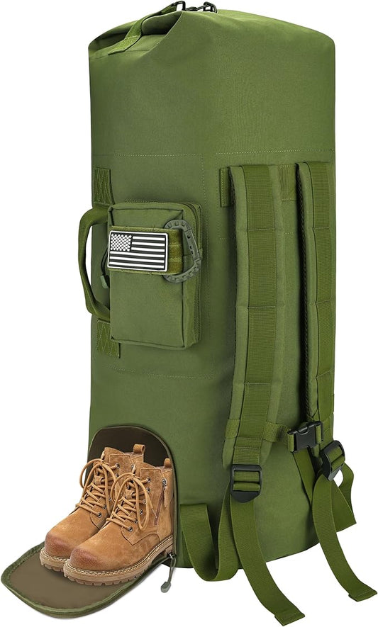 MOZETO 110L Extra Large Sea Bag, Military Duffle Bag with Backpack Straps Heavy Duty Army Duffle Bag for Camp, College Dorm or Laundry Bag