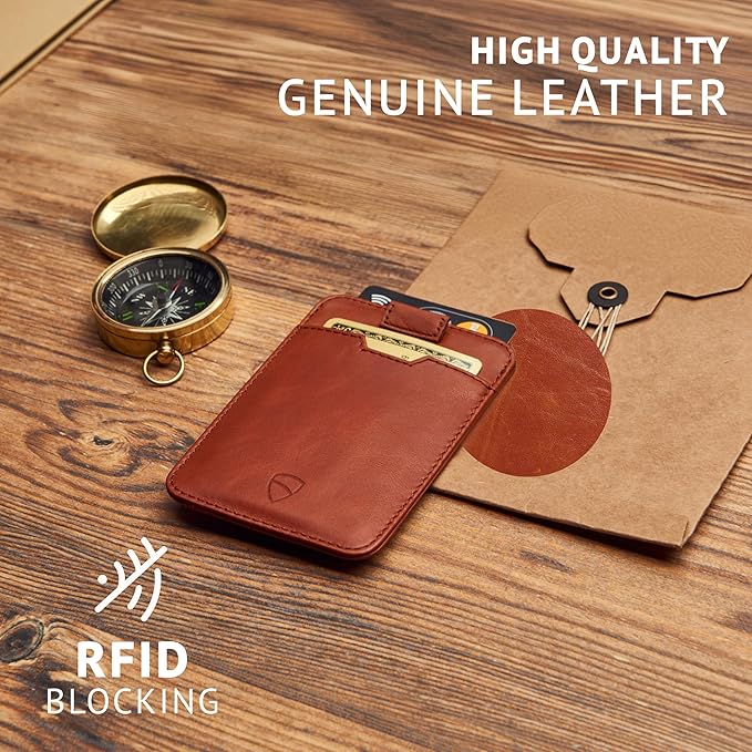 Vaultskin CHELSEA Mens RFID Blocking Slim Leather Card Wallet - Minimalist Front Pocket Cardholder