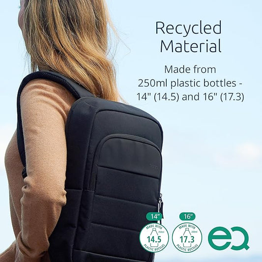 Kensington EQ Laptop Backpack 14”, Padded Shoulder Straps, Side Pocket (K60391WW), Black