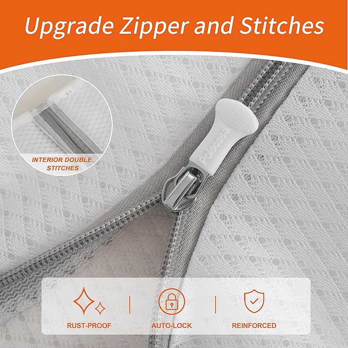 Polecasa 3Pcs 16 x 20 Inches Extra Durable 125g Diamond Mesh Laundry Bags with Sturdy Zipper for Delicates, Protect Clothes in Washing Machine, Laundry Room Essentials for College, Dorm (3 Large)