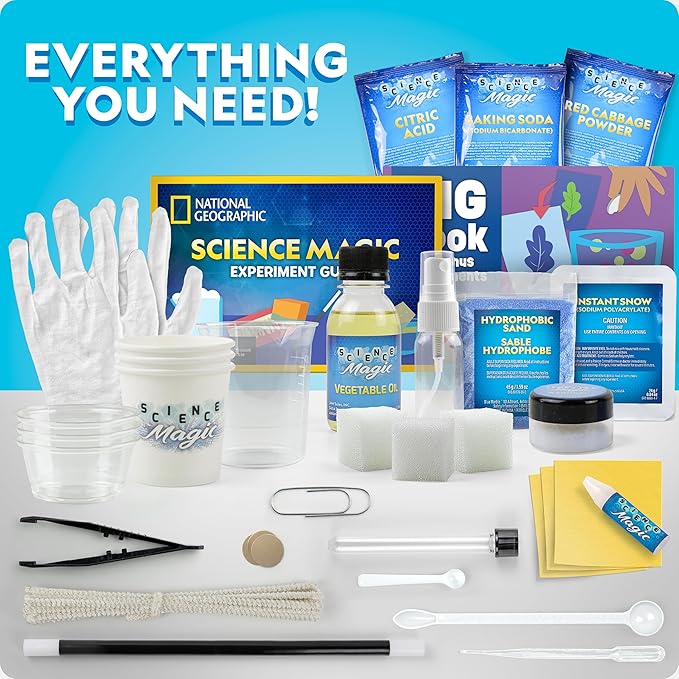 NATIONAL GEOGRAPHIC Science Magic Kit – Science Kit for Kids with 100+ Unique Experiments and Magic Tricks, Chemistry Set and STEM Project, A Great Gift for Boys and Girls (Amazon Exclusive)