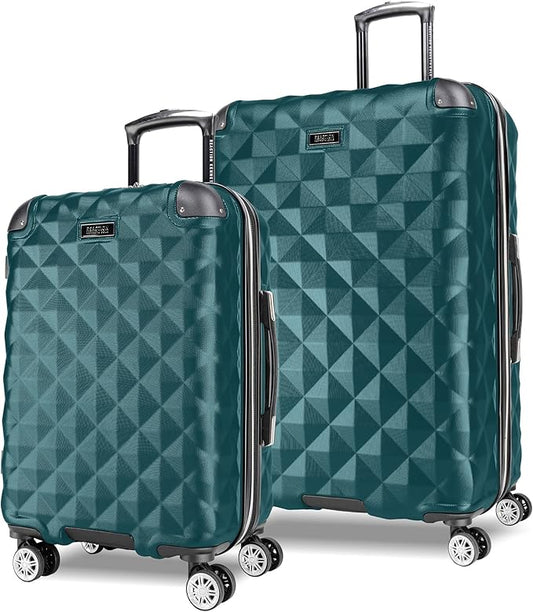 Kenneth Cole REACTION Diamond Tower Collection Lightweight Hardside Expandable 8-Wheel Spinner Travel Luggage, Deep Teal, 2-Piece Set (20" & 28")