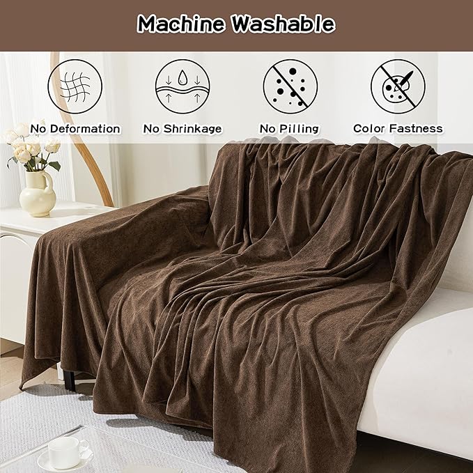 MEETSKY Couch Cover for 3 Cushion Sofa Washable, Cat Scratch Proof Sofa Covers, Furniture Protector L Shape Sofa Slipcovers Soft Sectional Couch Covers for Dogs, 71" x 134", Brown