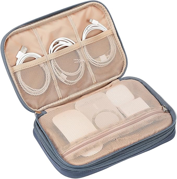 NISHEL Travel Cord Organizer Case, Large, Aegean-Blue