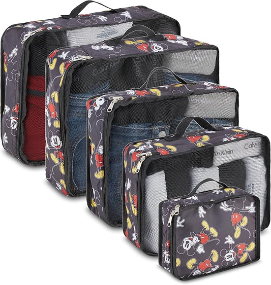 Disney Minnie Mickey Stitch Packing Cubes - Winnie the Pooh, Princess Cinderella, Cars, Toy Story 5 Piece Packing Cubes Compression - Travel Essential - Luggage Suitcase Organizer Set