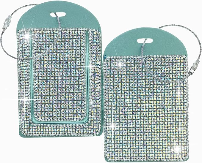 Glittering Blue Diamond Luggage Tag - Sparkling Rhinestone, Bling Baggage Identifier for Suitcases & Handbags & Backpack - Stylish Travel Accessory, 1 Pcs