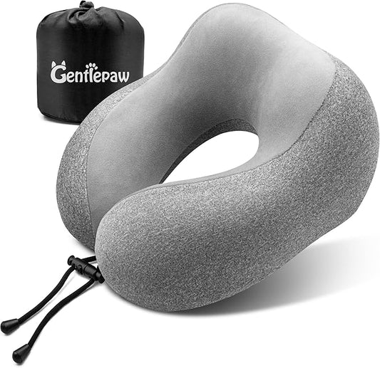Travel Pillow - Memory Foam Cervical Neck Pillow for Adults, Kids, Children, Convenient & Portable U Shaped Pillows, Airplane Pillow for Home, Office, Camping, Travelling, Sleeping (Gray)