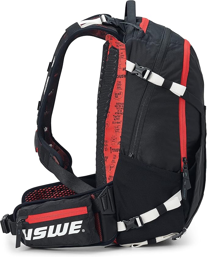 USWE Flow 16L - Backpack with Back Protector, for Bike, Mountainbike, MTB and E-MTB, Black