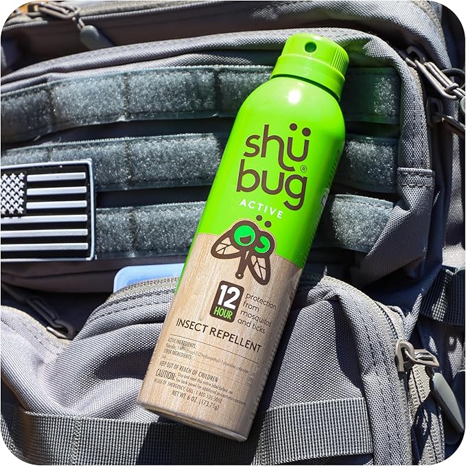 Shubug Active Insect Repellent Spray with Picaridin, DEET Free Mosquito and Tick Protection, Long Lasting Up to 12 Hours, Unscented, 6oz (Pack of 2)