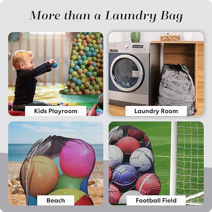 Handy Laundry Mesh XL Laundry Bags - Pack of 2 - Large 24" x 36" - Durable, Machine Washable with Secure Drawstring Closure - Perfect for College Dorms, Laundromats, Apartments (Black)