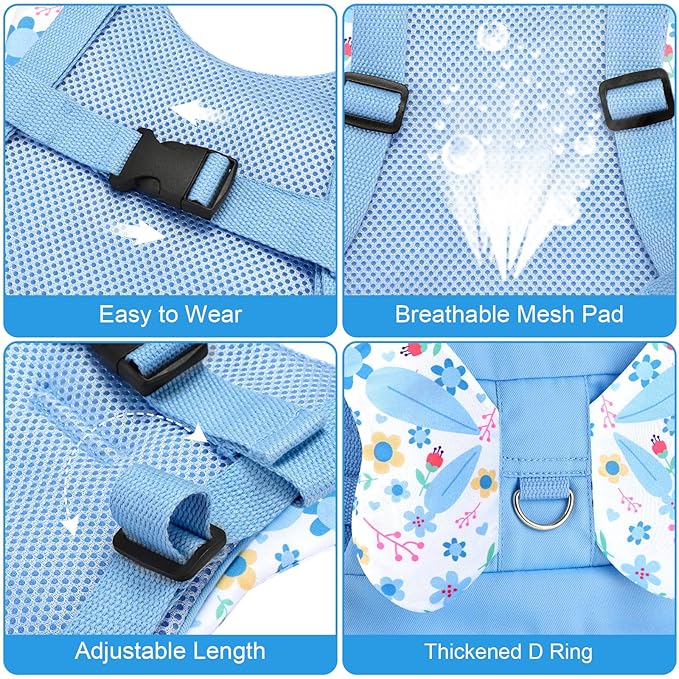 Accmor Toddler Harness Leash, Cute Butterfly Kids Leash + Anti Lost Wrist Link for Outdoor Travel, Adorable Mini Child Walking Harness Wristband Assistant Strap Belt for Baby Boys Girls (Blue)