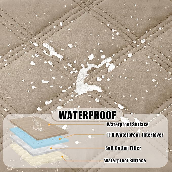 Smiry Waterproof Dog Bed Cover Blanket 40x50, Soft Reversible Pet Blanket, Washable Leakproof Cats Dogs Couch Cover for Sofa, Couch, Furniture, Lattice, Taupe/Beige