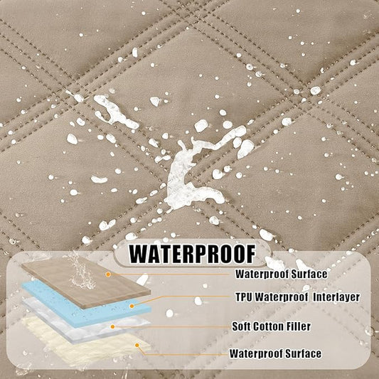 Smiry Waterproof Dog Bed Cover Blanket 40x50, Soft Reversible Pet Blanket, Washable Leakproof Cats Dogs Couch Cover for Sofa, Couch, Furniture, Lattice, Taupe/Beige