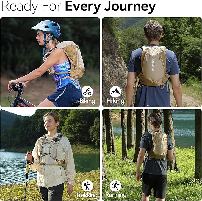 MARCHWAY Ultralight Hydration Backpack with 3L TPU Water Bladder, Sleek High-Capacity Day Pack for Cycling, Hiking, Running, Backpacking, Travel