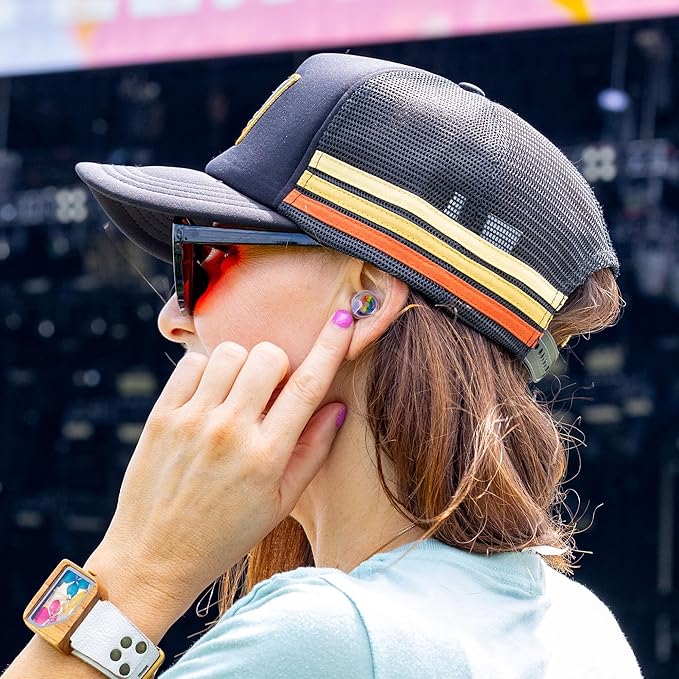 Eargasm High Fidelity Earplugs with Rainbow Filters - Reusable Noise Reduction Hearing Protection Ear-Plugs with Carrying Case for Concerts, Festivals, Raves, Musicians, Live Events, Sports