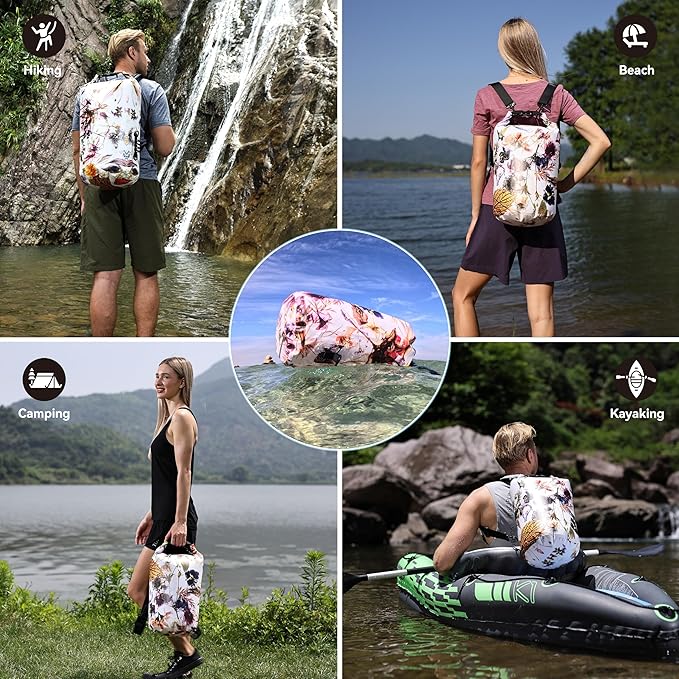 MARCHWAY Floating Waterproof Dry Bag Backpack 5L/10L/20L/30L/40L, Roll Top Sack Keeps Gear Dry for Kayaking, Rafting, Boating, Swimming, Camping, Hiking, Beach, Fishing