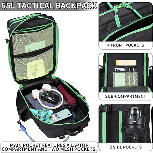 55L Tactical Backpack Heavy Duty Military Rucksack Molle Backpack 3 Day Assault Pack for Work Outdoors