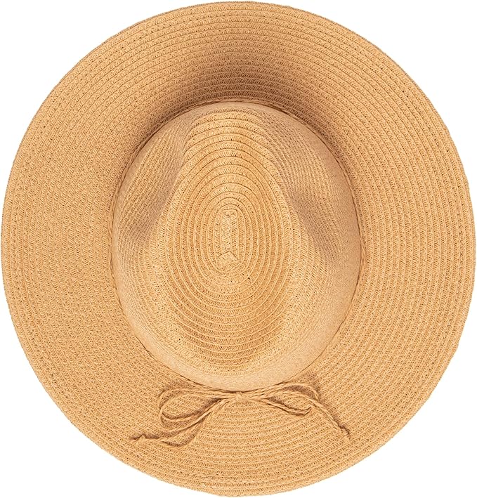 San Diego Hat Co. Women's Water Repellent Fedora with Tie (Natural) - UPF 50+ Sun Protection and Water Resistant