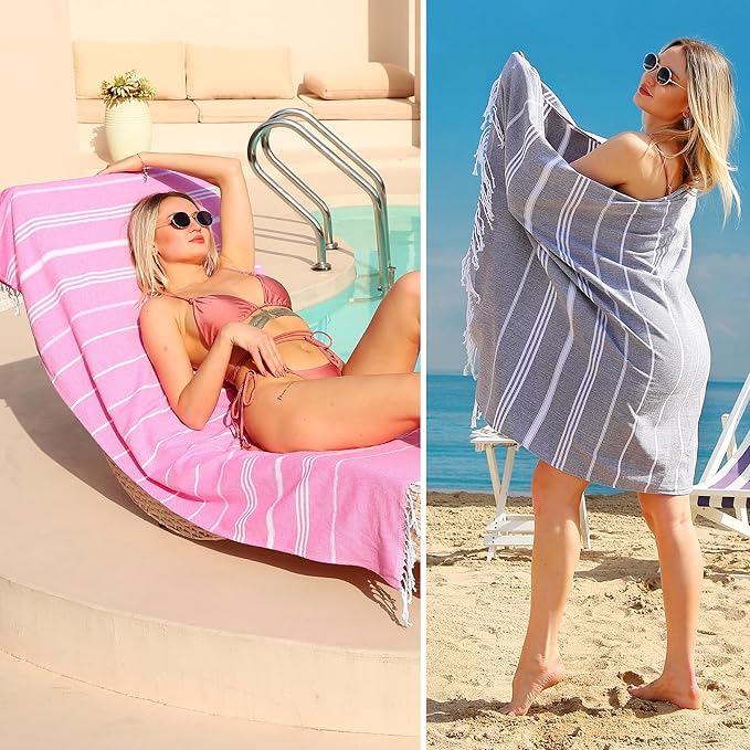 Beach Towel 2 Pack,Sand Free Beach Towels Oversized 39 x 72,Turkish Beach Towel Quick Dry Towel,Lightweight Pool Towels for Adults Travel Towel,Cool Beach Accessories Super Absorbent Towels
