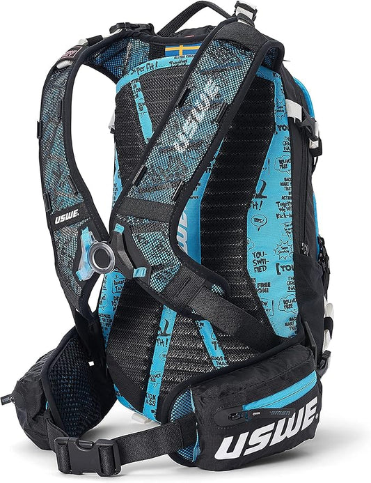 USWE Flow 25L - Backpack with Back Protector, for Bike, Mountainbike, MTB and E-MTB, Blue