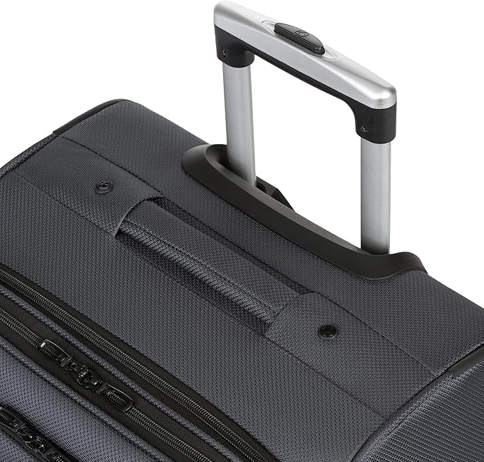 SwissGear Sion Softside Expandable Luggage, Dark Grey, Checked-Medium 25-Inch