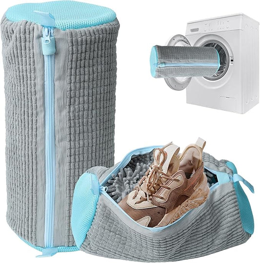 Shoe Washing Machine Bag, 2PCS Reusable Shoe Bag for Washing Machine, 360° Deep Cleaning Shoe Washing Bag for Sneakers, Laundry Shoe Bag for Washer & Dryer, Fits All Shoe Types (grey)