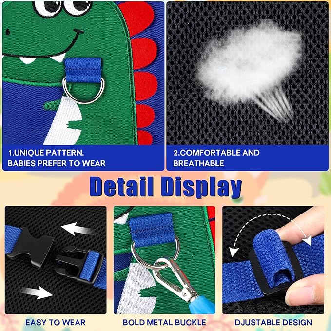 Toddler Leash-Baby Walking Safty Harness and Child Anti Lost Wrist Link for Girls/Boys Travel (Blue+Green)