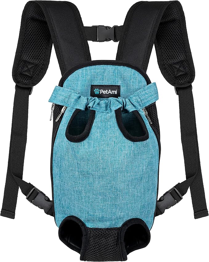 PetAmi Dog Carrier Backpack, Adjustable Pet Cat Front Carrier Backpack, Ventilated Dog Chest Carrier for Hiking Camping Travel, Sling Bag for Small Medium Dog Cat Puppies, Small, 5-9 lbs, Sea Blue