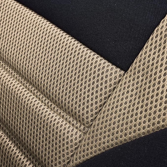 FH Group Automotive Car Seat Covers Rear Set Premium 3D Air Mesh Seat Covers, Airbag Compatible and Split Bench Cover Universal Fit Interior Accessories for Cars Trucks and SUVs - Beige