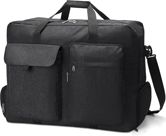 Large Travel Duffle Bag for Men Women, 80L 100L 120L Foldable Waterproof Duffle Bag, Packable Bag with Shoes Compartment for Overnight Gym Weekender Bag (Black, 100L)