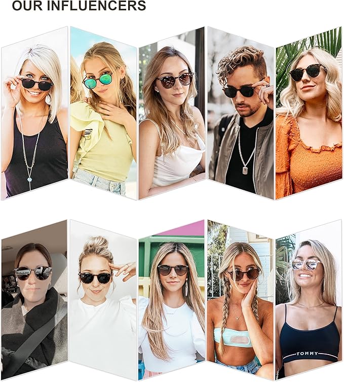 SOJOS Small Round Classic Polarized Sunglasses for Women Men Vintage Style UV400 Lens MAY SJ2113