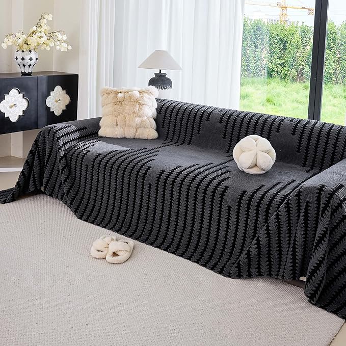 Non Slip Couch Covers for 2 Cushion Couch Sofa, Pet Friendly Sofa Covers Washable, Heavy Duty Scratch Resistant Furniture Cover for Dogs Fits Love Seat, 91" x 118", Gray